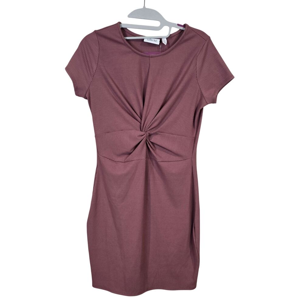 NEW NWT Women's Willow & Root Dusty Rose Ribbed Knotted Front Mini Dress | Small